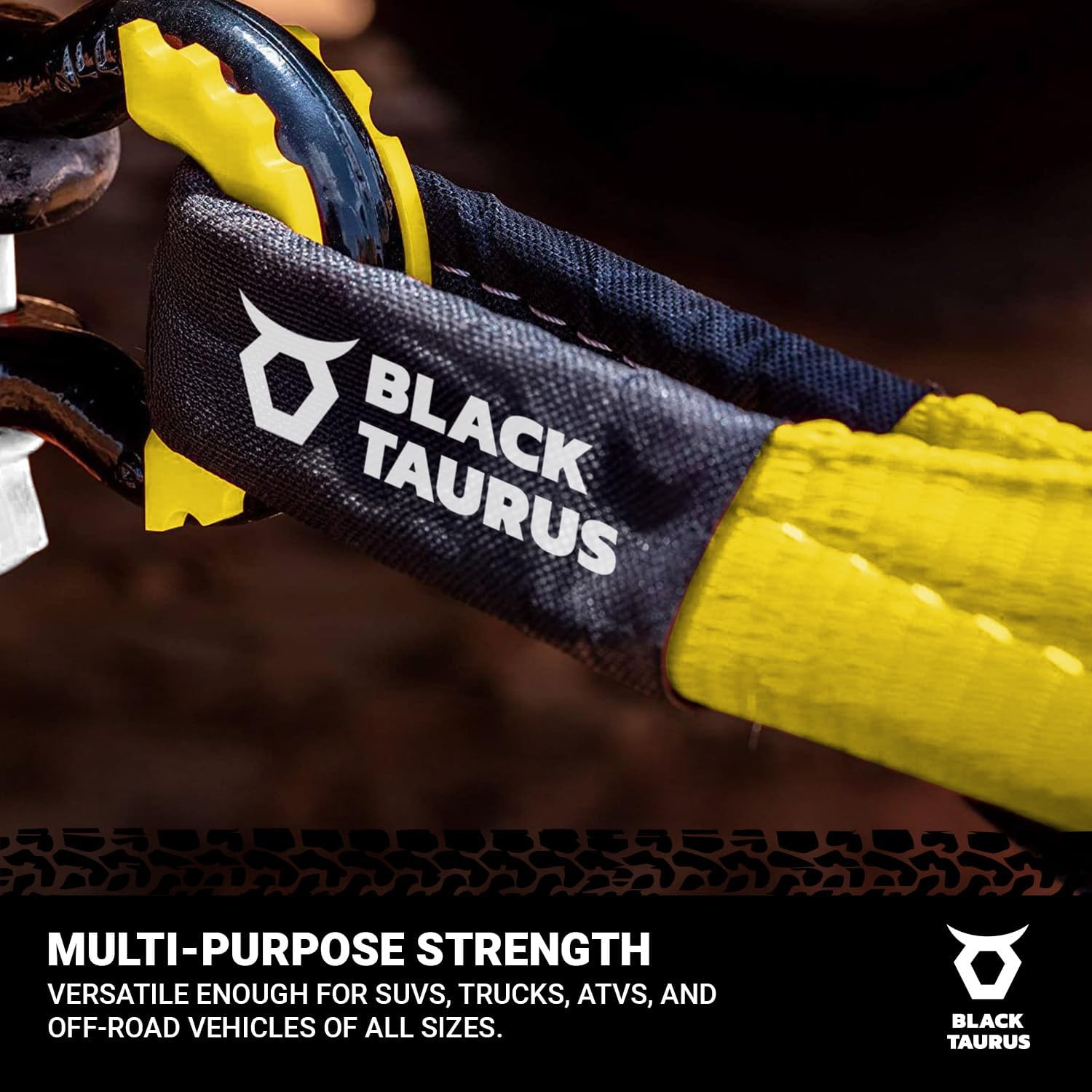 4" x 20 ft Elastic Snatch Strap – 33,000-lb Heavy-Duty Off-Road Kinetic Tow Strap, 100% Nylon with 20% Stretch & Reinforced Loops for Jeep, Truck, UTV/4x4 Vehicle Recovery (Black)
