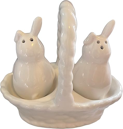 Miniatura 2 de Rae Dunn Magenta Artisan Collection - Juego de salero y pimentero de Pascua color blanco