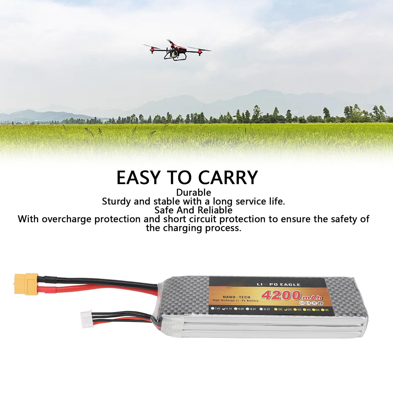 RC Cars Batería de Litio 4200mAh 11 1V Batería Lipo de Alto Rendimiento con Enchufe XT60 para RC Car Model Avión Helicóptero Quadcopter Drone - Tasa de Descarga de