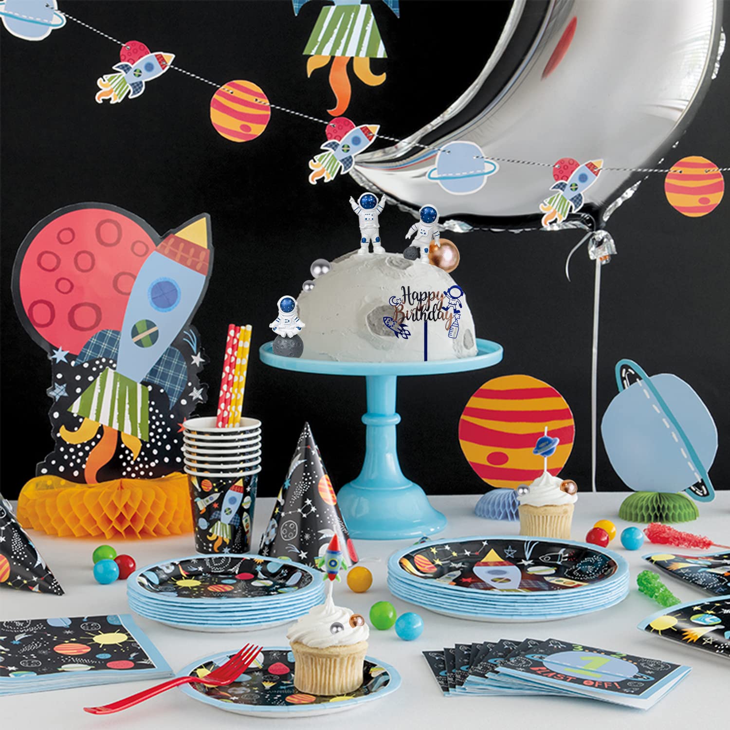 YHUIKXIN 23 Pièces Décoration Gâteau Astronaute - Kit Fusée Spatiale Pour Anniversaire Enfant