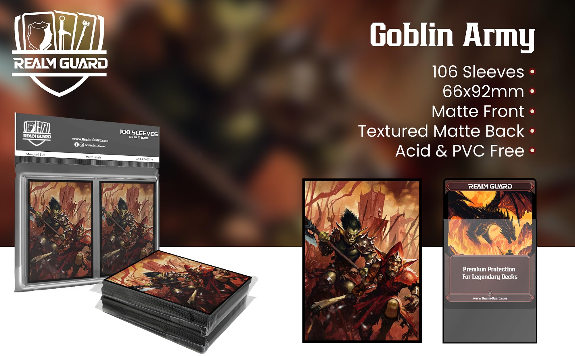 Amazon.com: Realm Guard 100ct Textured TCG/MTG Card Art Sleeves (Goblin  Army) : Toys & Games