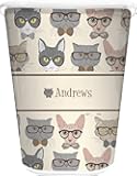 RNK Shops Personalized Hipster Cats Waste Basket - Double Sided (White)