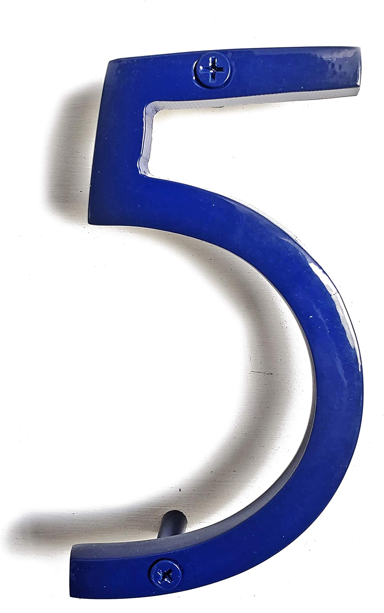 NACH Floating Mount Shadow House Address Number For Outside or Inside, Metal Modern House Numbers For Mailbox, Front Door, Maximum Rust Protection, Glossy Blue, 6 inch, 5, HH-SDW6-BLU-5