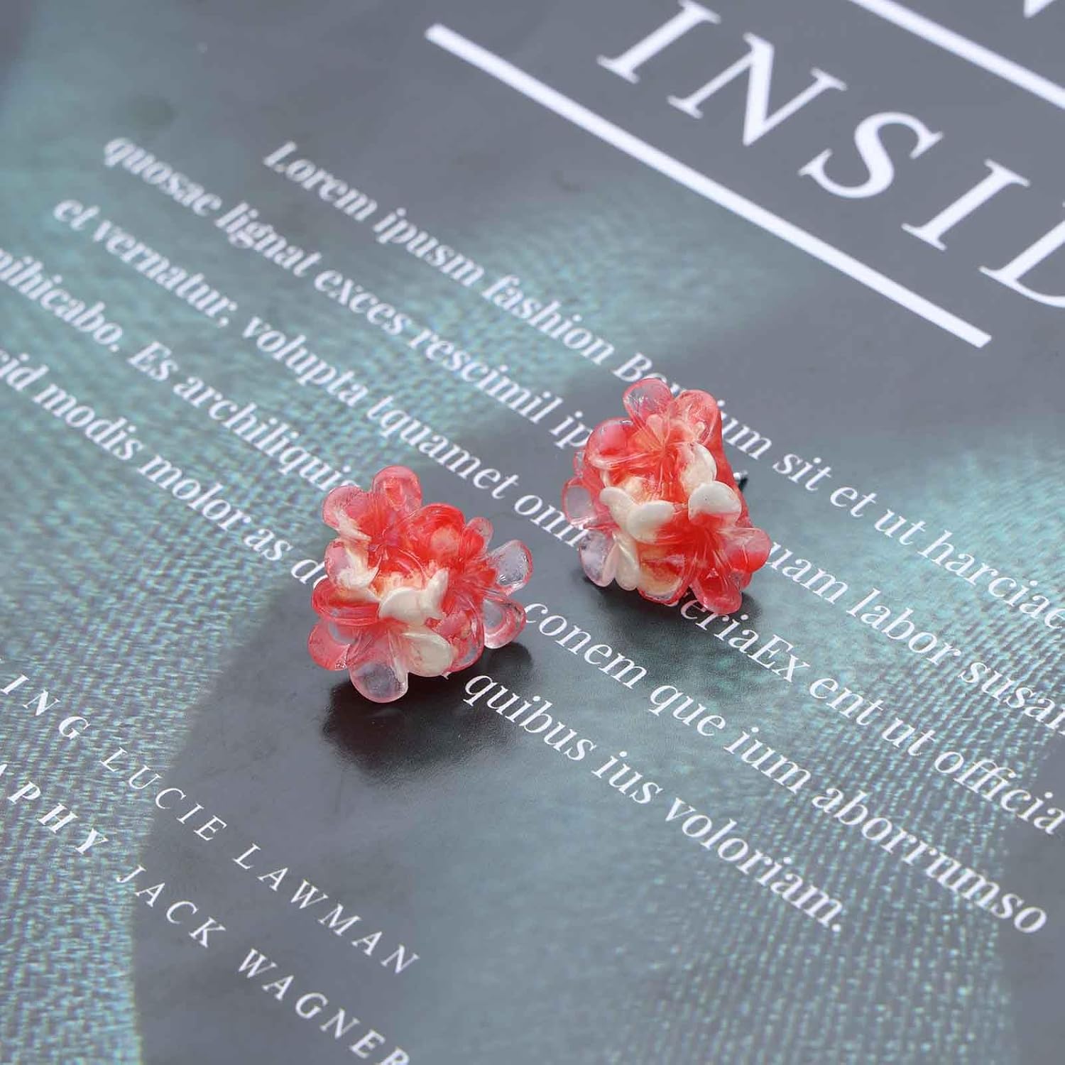 Vintage Cluster Flower Stud Earrings Red Flower Earrings Acrylic Floral Earrings Cherry Blossoms Earrings Floral Stud Earrings Jewelry for Women - Image 6