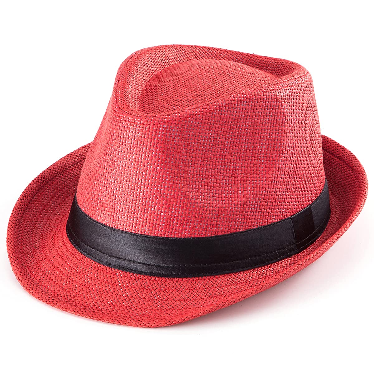 Men's Straw Fedora Hats for Men Trilby Wool Hat Sun Hat Panama Hat 7 1/4
