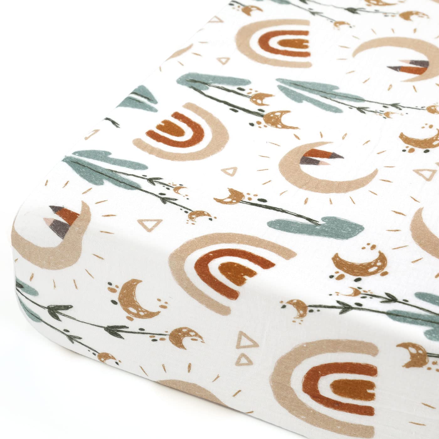 GRSSDER Sábana de muselina suave para cuna, 1 paquete, sábanas de cuna 100% algodón para niños y niñas, se adapta a colchones estándar de cuna de 52 x 28 pulgadas, seguro y cómodo, elegante estampado
