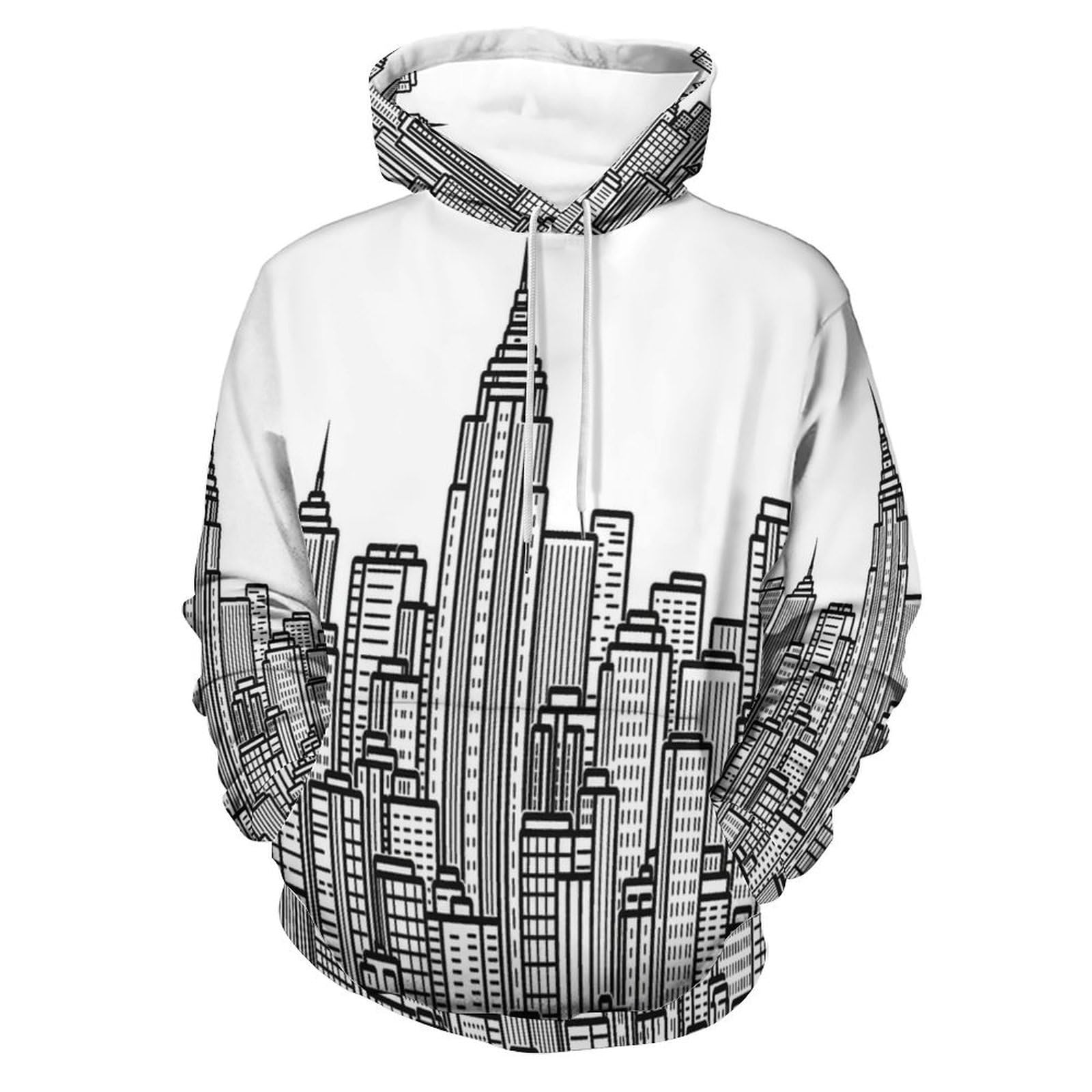 Sweat à capuche imprimé 3D architecture urbaine pull tendance unisexe