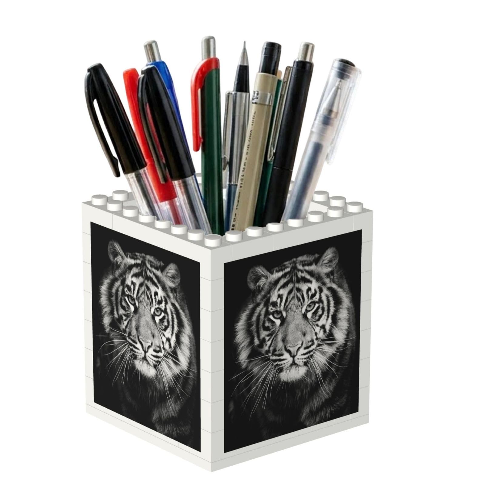 Poadnly White Tiger, Pen Pot Pencil Holder for Office Home School, Compact Desk Organiser for Office Stationery
