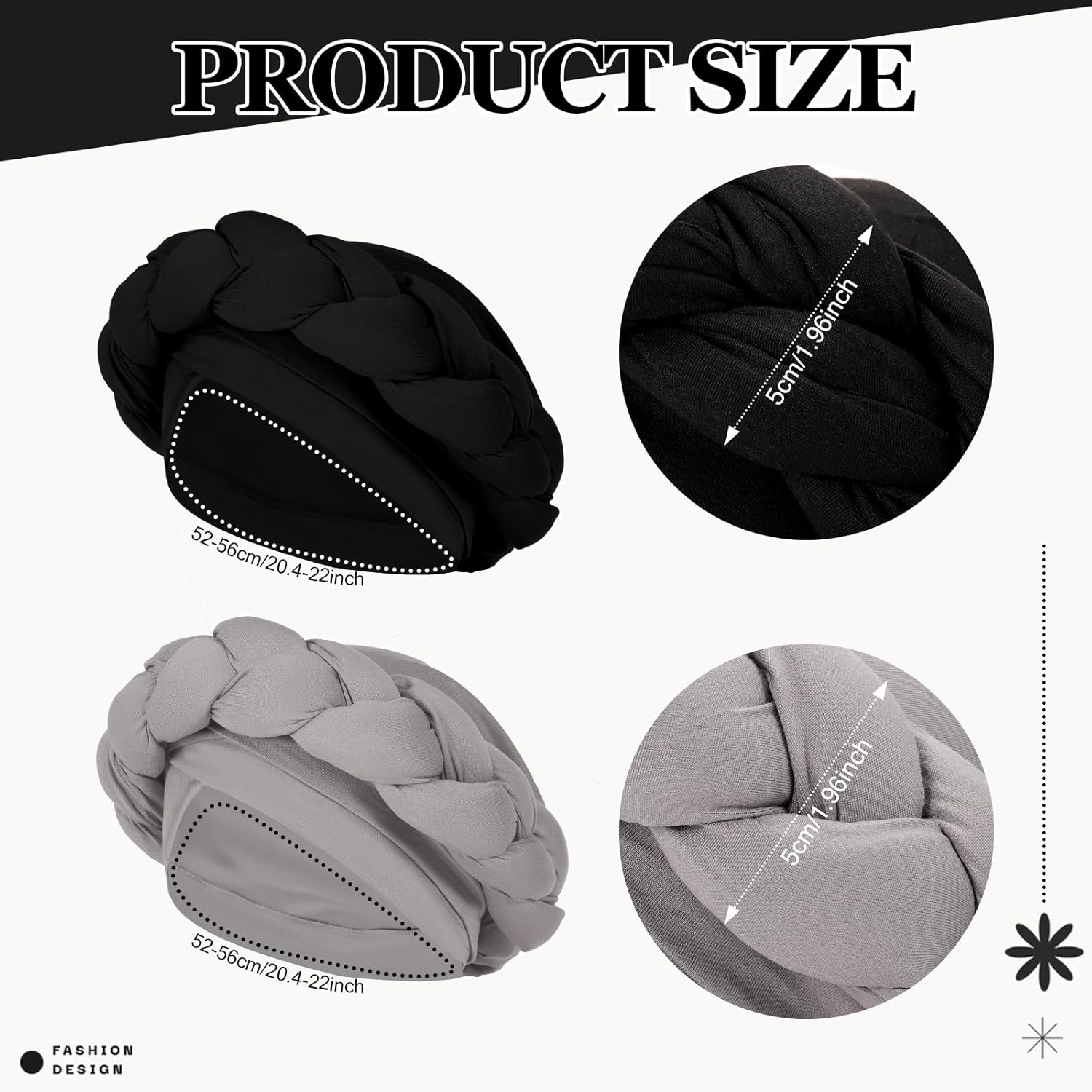 XEPST African Turban Head Wrap Big Braid Cross Turban Hat for Women, 2 Pieces Twisted Head Wraps Pre-Tied Stretchy Soft Chemo Headwear - Image 2