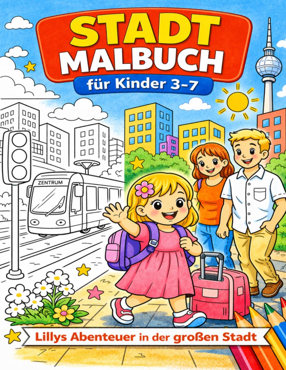 Lillys Abenteuer in der großen Stadt: Mit ihrer Familie erlebt sie viele fröhliche Ausmal-Momente
