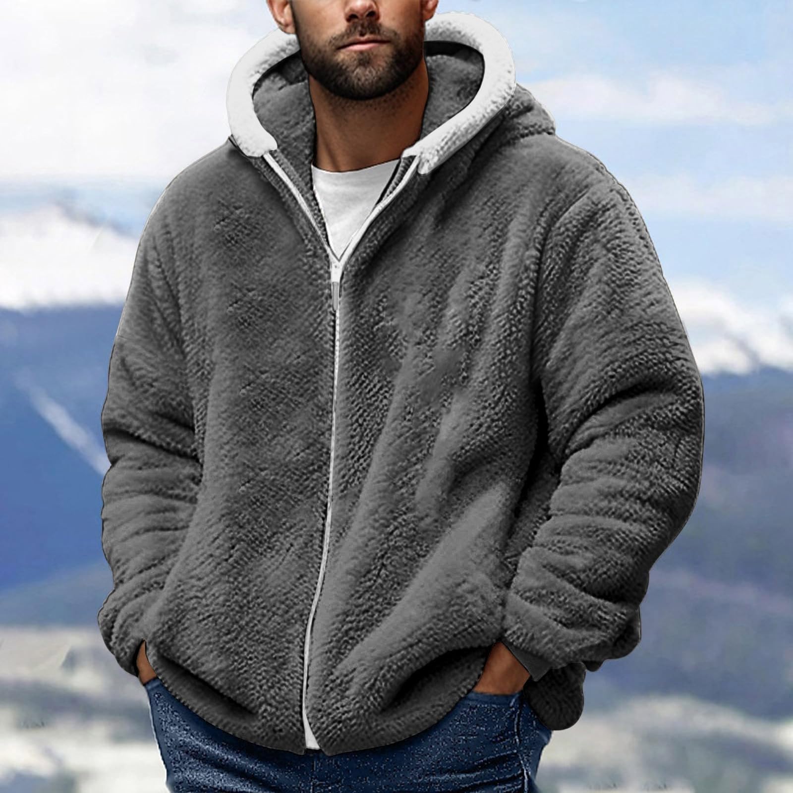 Veste Polaire Homme Hiver Chaude Sweats Manteau À Capuche Zippé Laine Épais Grande Taille Teddy Blousons Fourrure Hooded Manche Longue Pas Cher Mode Automne Hiver Outerwear