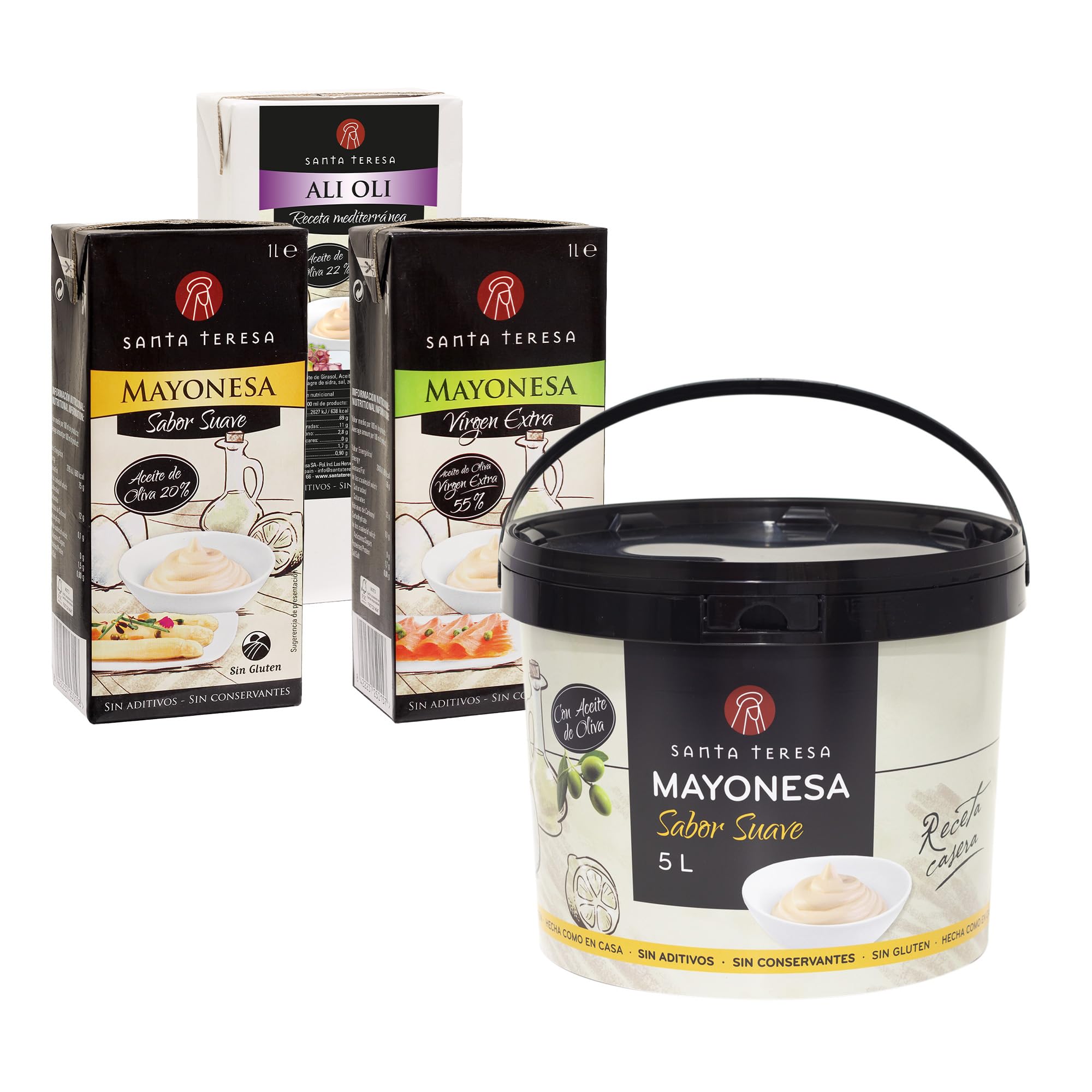 Santa Teresa - Mayonesa Sabor Suave Elaborada Con Ingredientes Naturales Sin Conservantes Ni Aditivos. 5 Litros