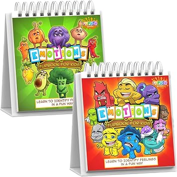 Feelings Flipbooks for Kids by Professional Therapists - Learn to Identify 20 Different Emotions - Moods Coping Skills and Anger Control - For Children with ADHD, Autism ASD, Special Needs, and more