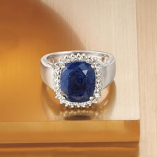 Miniatura 4 de Ross-Simons 4.50 Carat Sapphire and .20 ct. t.w. White Topaz Ring in Sterling Silver