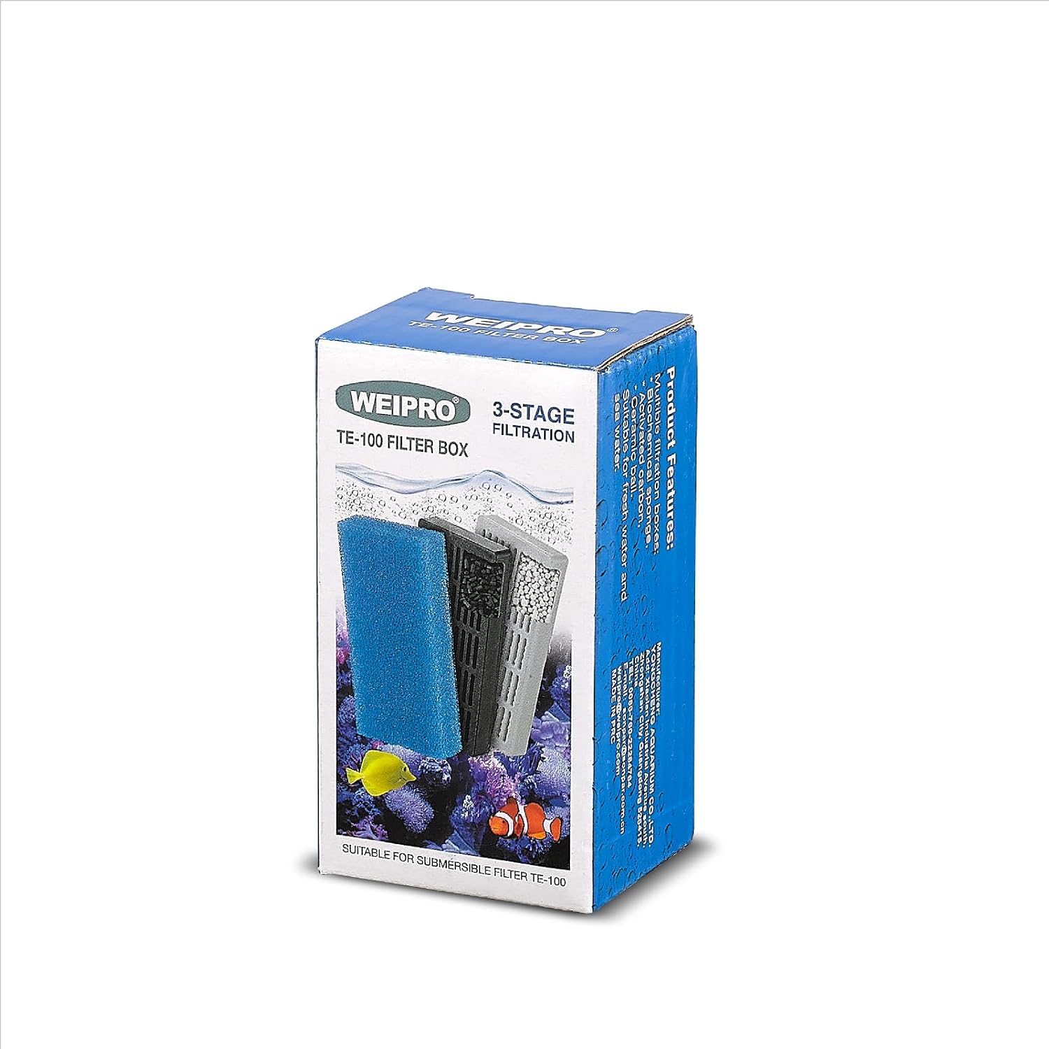 Internal Fish Tank Filter, 3W Adjustable Water Flow Submersible Aquarium Filter Pump for 5~10 Gallon Freshwater Saltwater, 2 Mode Aeration & Rainfall, TE-100(50GPH)