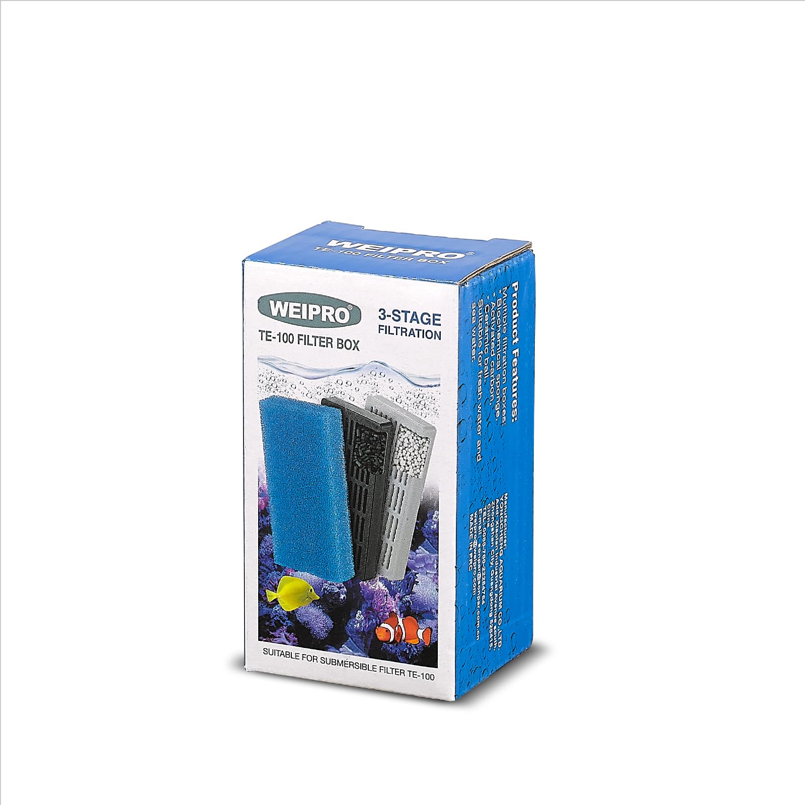 Weipro Replacement Cartridge for Fish Tank Filter Model TE-100 with Aquarium Filter Foam, Include 1 Filter Sponge, 1 Active Carbon Box, 1 Ceramic Ring Box(TE100-S)
