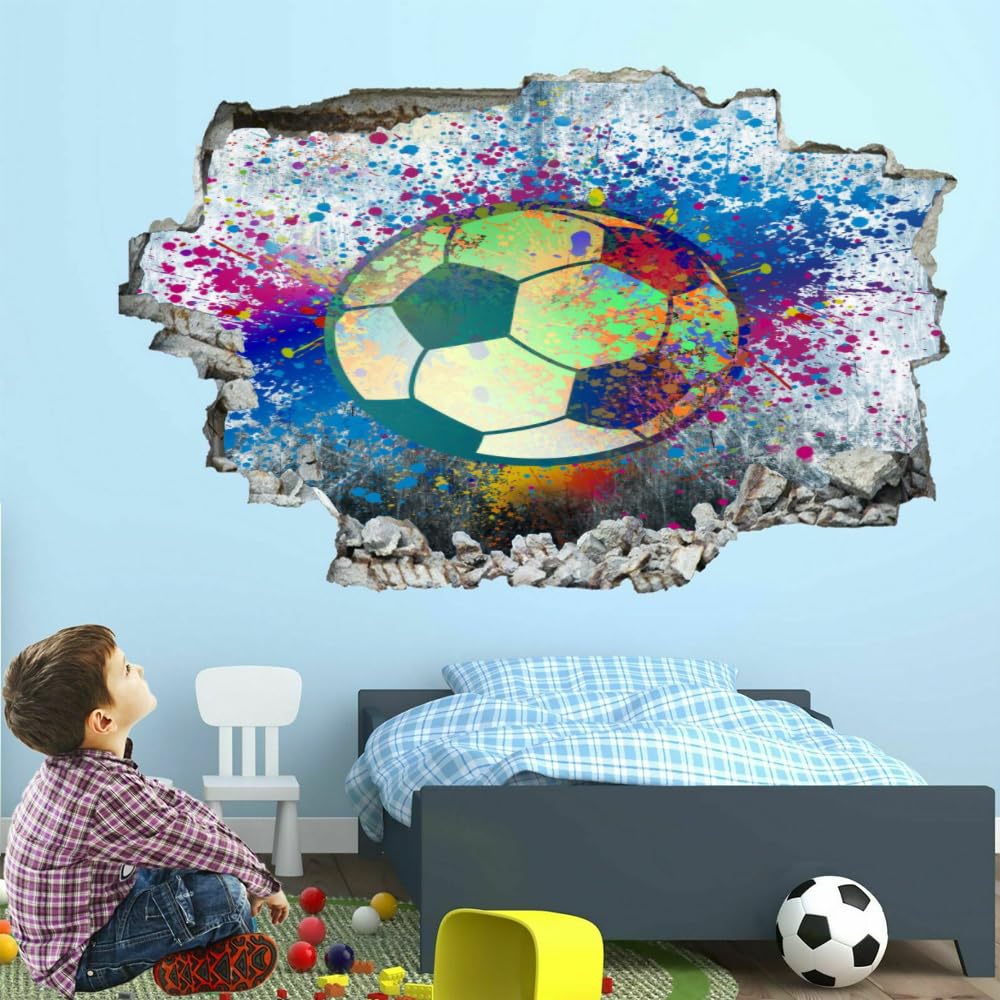 Adesivi Decorativi Da Parete 3D, Calcio Decalcomanie Per Pavimenti In Vinile Impermeabile Rimovibili Art, Graffiti Fracassate Per Bambini Camera Da Letto Nursery Home Wall Décor