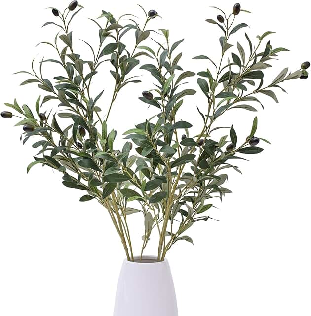 39 Inch Artificial Olive Branch Greenery Stems Fake Plants with 222 Leav...