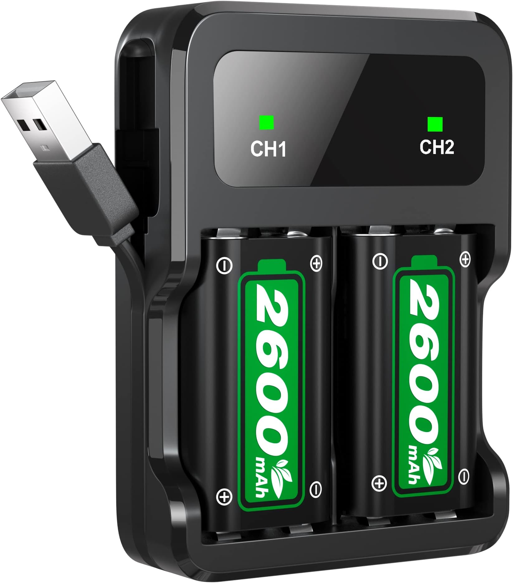 Amazon.com: Ukor Fast Charging 2x6200mWh(2x2600mAh) Rechargeable ...