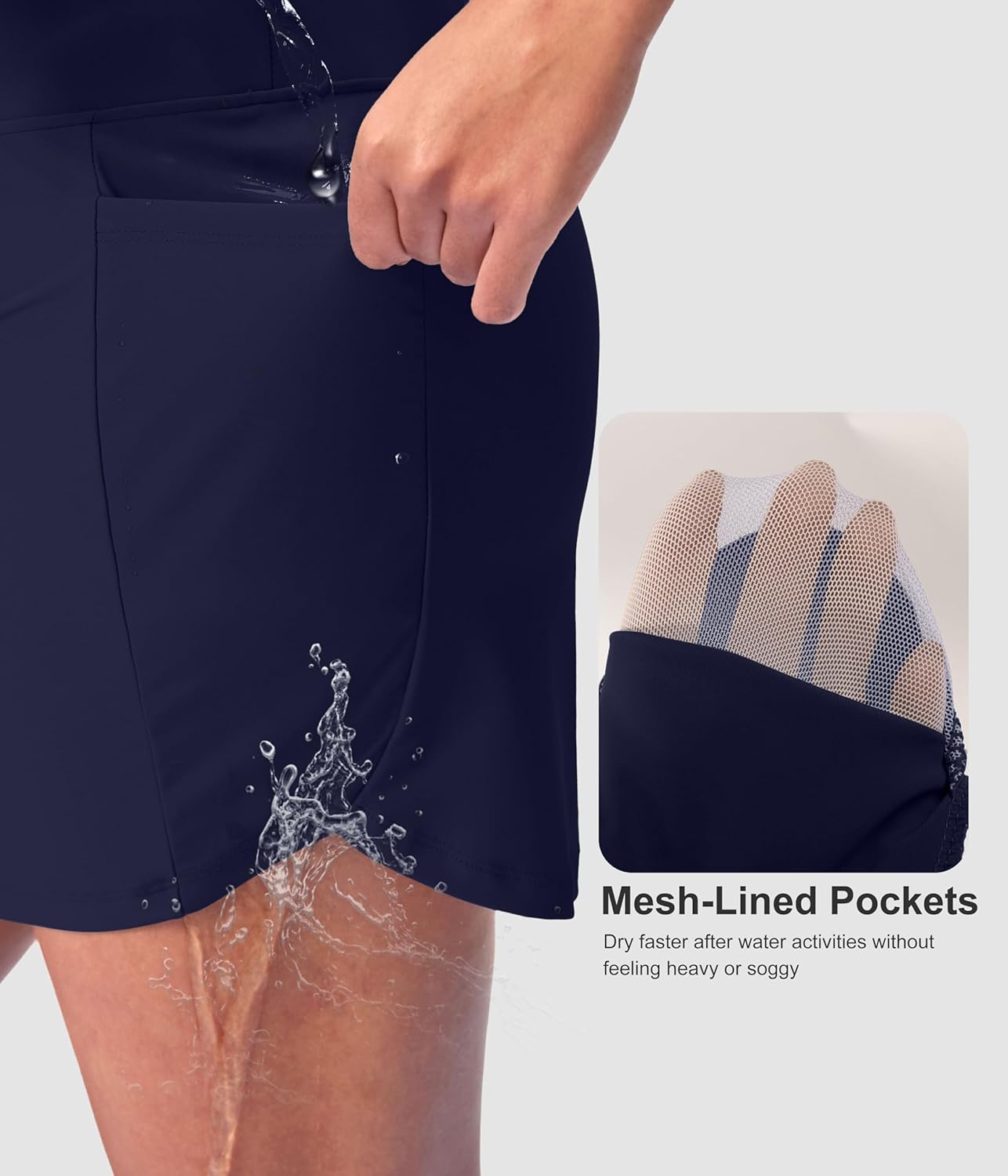 SANTINY Women's 17'' Long Swim Skirt with Pockets High Waisted Modest Tummy Control Swimsuit Skirt Bathing Suit Bottoms - Image 4