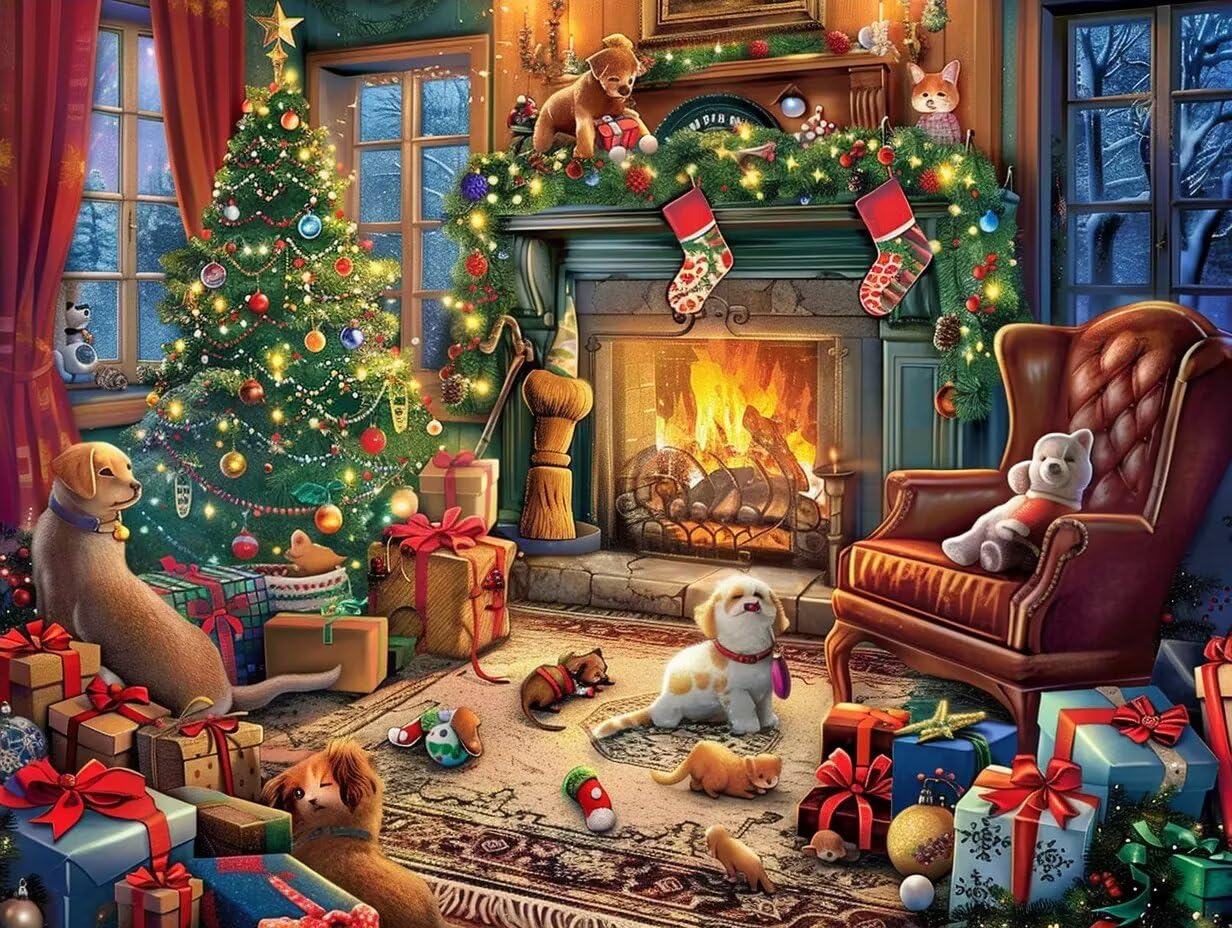 Christmas Fireplace 300-Piece Puzzle for Adults