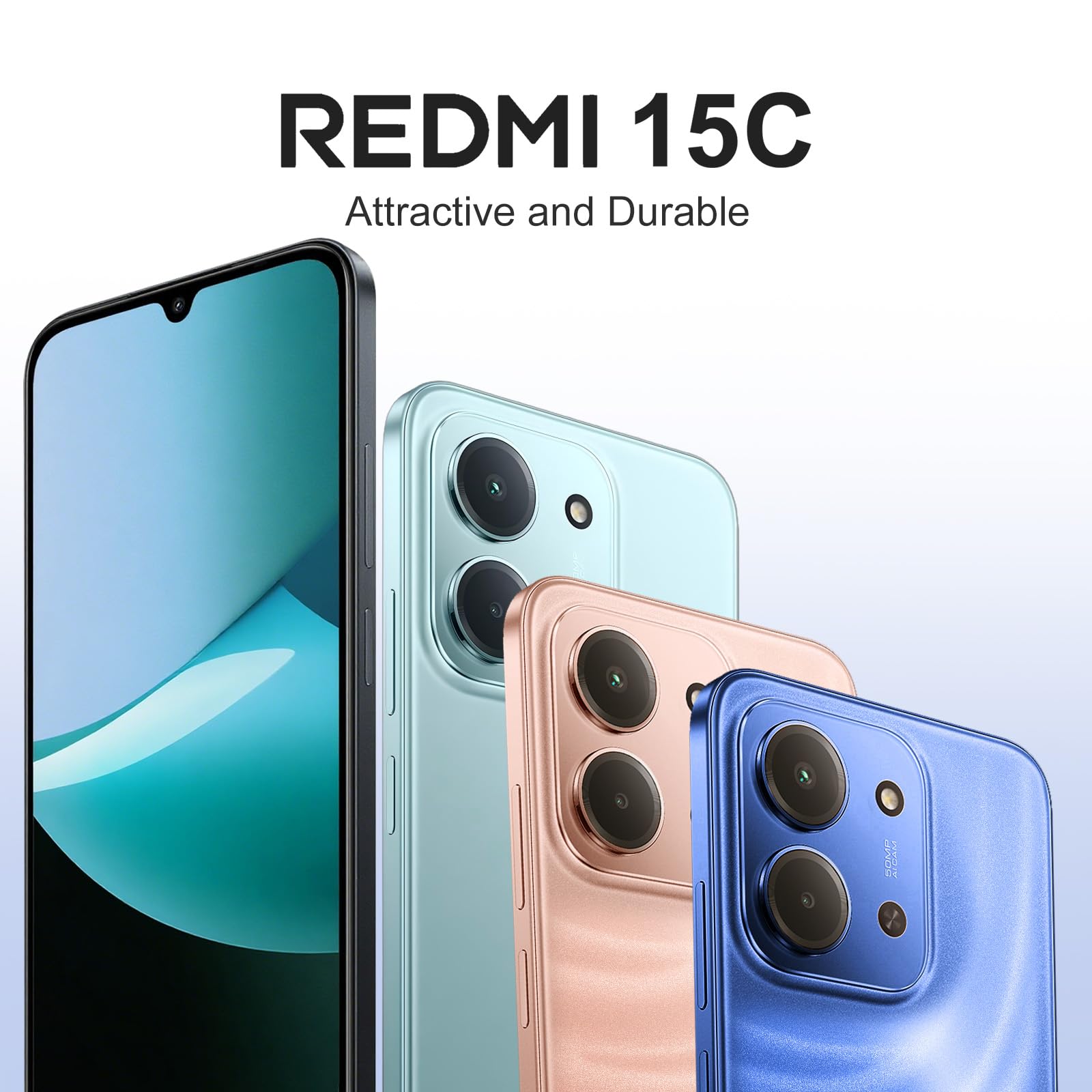XIAOMI Redmi 15C 4+128GB Smartphone, Display 6.9" HD+ 120Hz, Batteria 6000mAh, Processore Octa-Core, Fotocamera 50MP, HyperOS 2, Blu, Include Custodia Protettiva