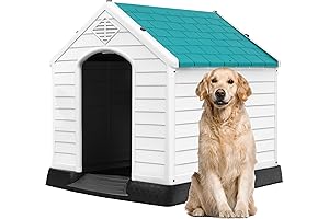 DWVO Dog House Large, Outdoor/Indoor Weatherproof Plastic Dog Kennel with Air Vents...