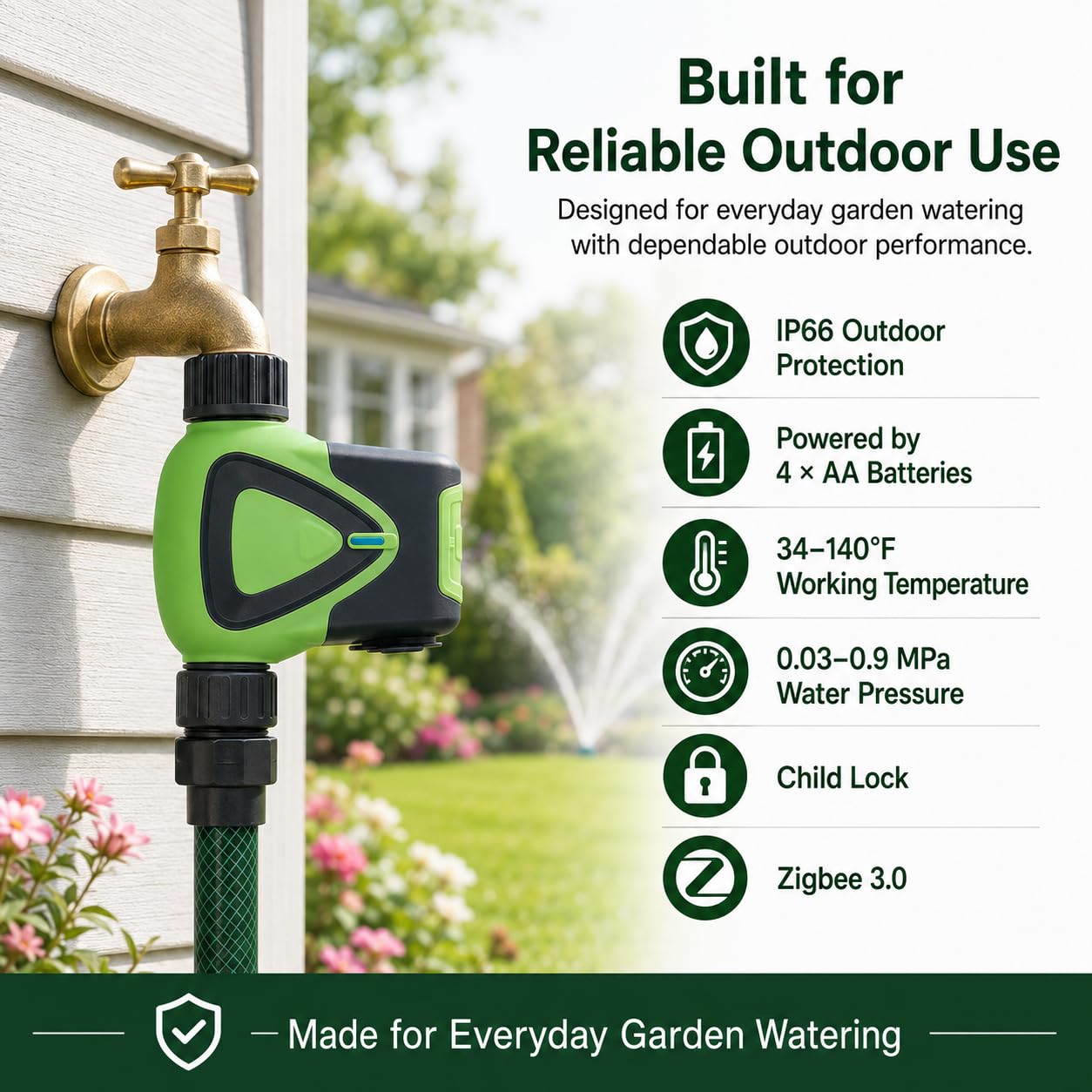 Programmateur Arrosage Zigbee Automatique, Minuteur Jardin Connecté | Programmateur arrosage Zigbee avec Smart Life, horaires personnalisés, compte à rebours et contrôle intelligent pour jardin