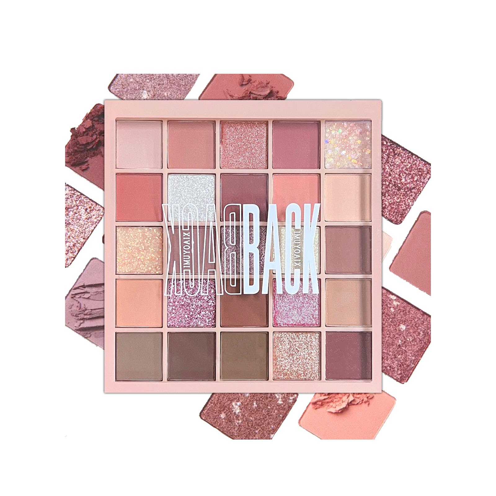 Pink Eyeshadow Palette, Nude Make-Up Palettes Shimmer Glitter Eye Shadow Pallets for Women Matte Make up Shades Palette Set