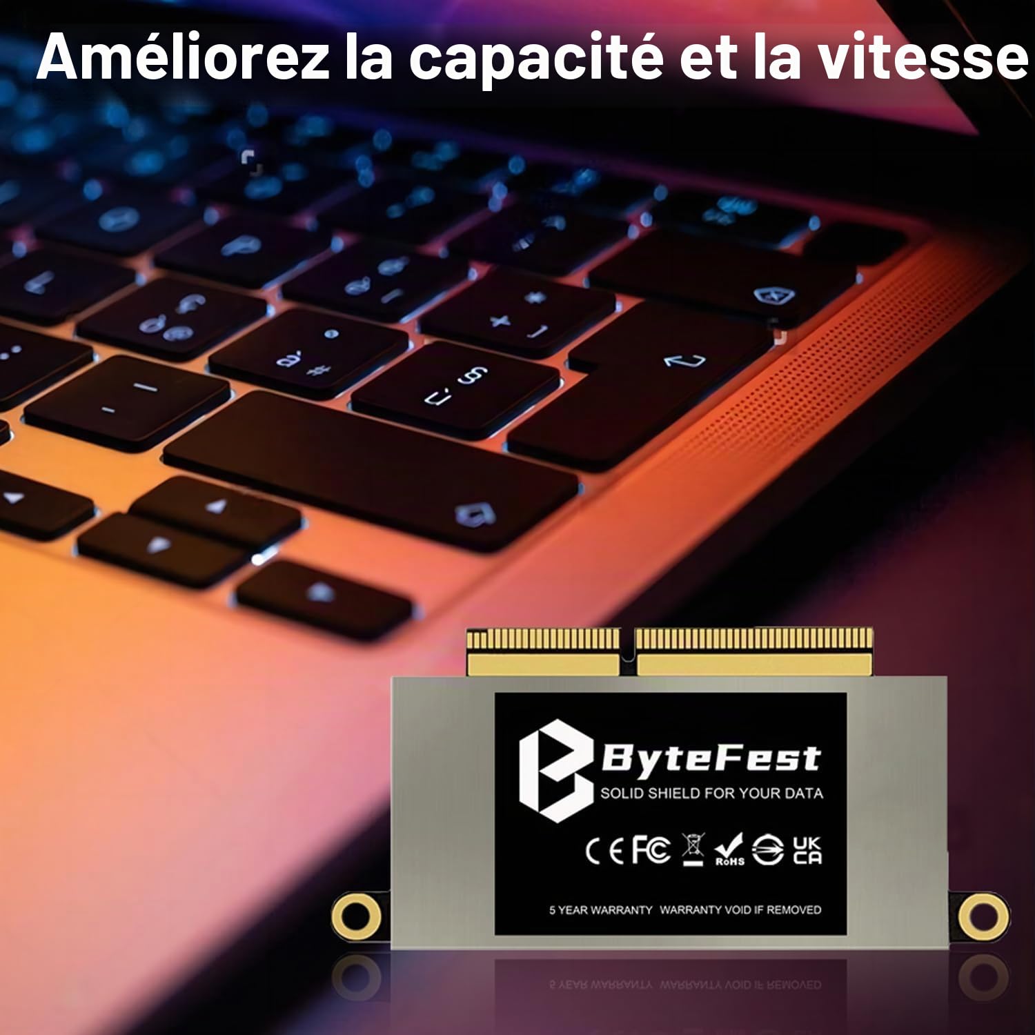 Mac SSD 1To NVMe PCIe Gen3x4 Jusqu'à 2200Mo/s, Disque Dur Interne pour Apple MacBook Pro Retina 13" A1708(2016-2017) EMC 2978/3164 Non-Touch Bar(MacOS Pré-Installé)
