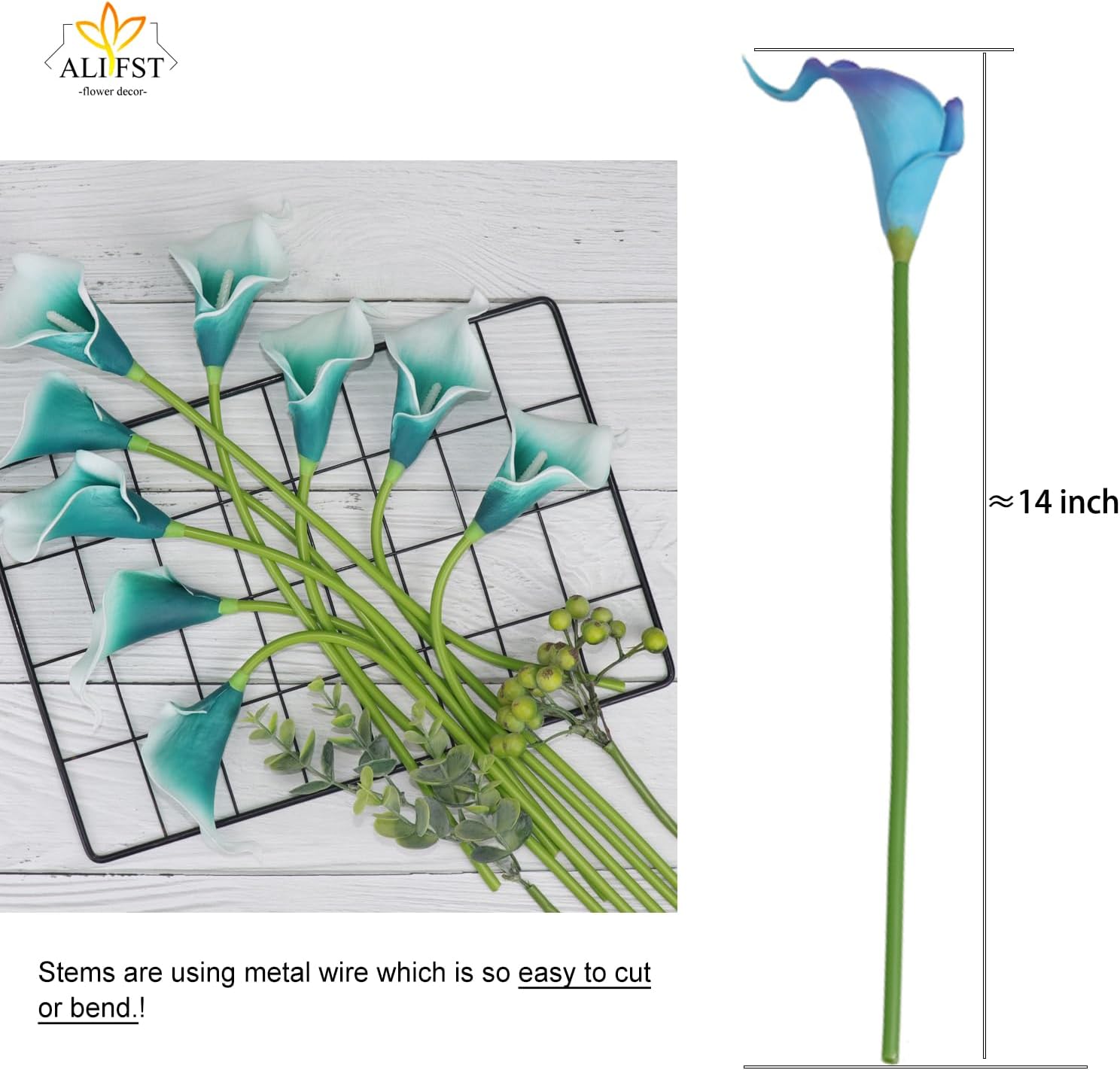 30Pack Real Touch PU Latex Artificial Calla Lily Flowers for Wedding Party and Home Decor-White