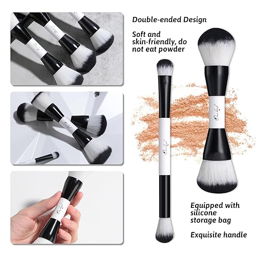 Miniatura 4 de Oneleaf Juego de brochas de maquillaje - Pinceles de doble punta para maquilladores profesionales