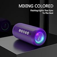 Vista 5 de Ortizan Altavoz Bluetooth portátil: IPX7 impermeable, sonido fuerte de 24 W, graves profundos, Bluetooth 5.3, luces LED, emparejamiento estéreo