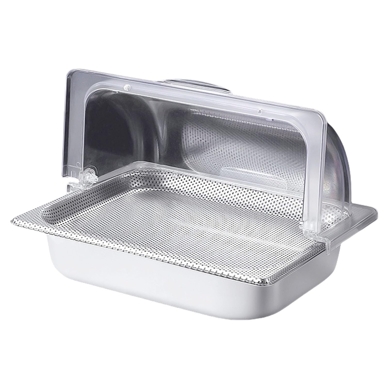Buxuaaaa A Buxuaaa Restaurant Grade Stainless Steel Food Serving Container With Clear Covers Nd Multiple Compartment For Buffets Display Condiment Dispenser Rack