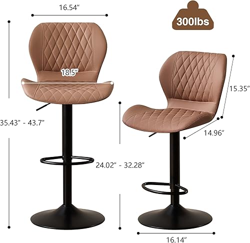 Miniatura 2 de Juego de 4 taburetes de bar, modernos taburetes giratorios de altura de mostrador con respaldo para sillas de isla de cocina, taburetes de bar