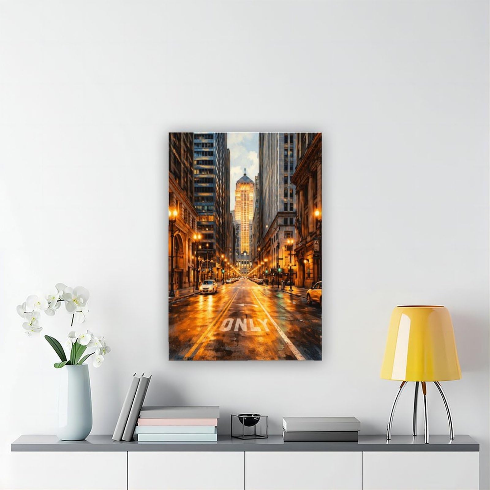 Beleuchtung, Straßen, Stadtarchitektur, Landschaftsposter, Leinwandposter, Wandkunst, Dekordruck, Bild, Gemälde für Wohnzimmer, Schlafzimmer, Dekoration, 50,8 x 76,2 cm (L x B)