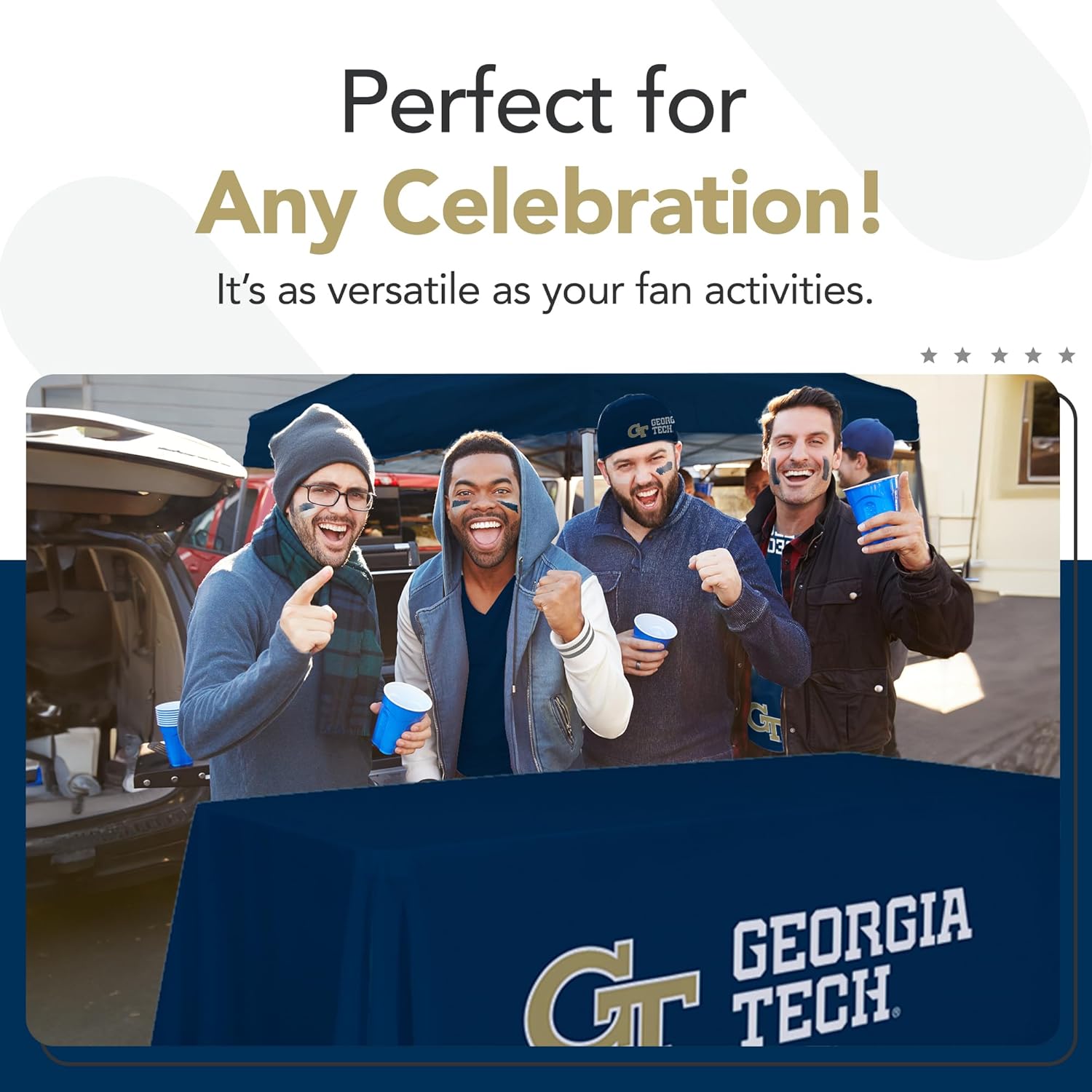 Georgia Tech Yellow Jackets College Sports Printed Table Throw - NCAA Licensed - Polyester (Navy Blue)