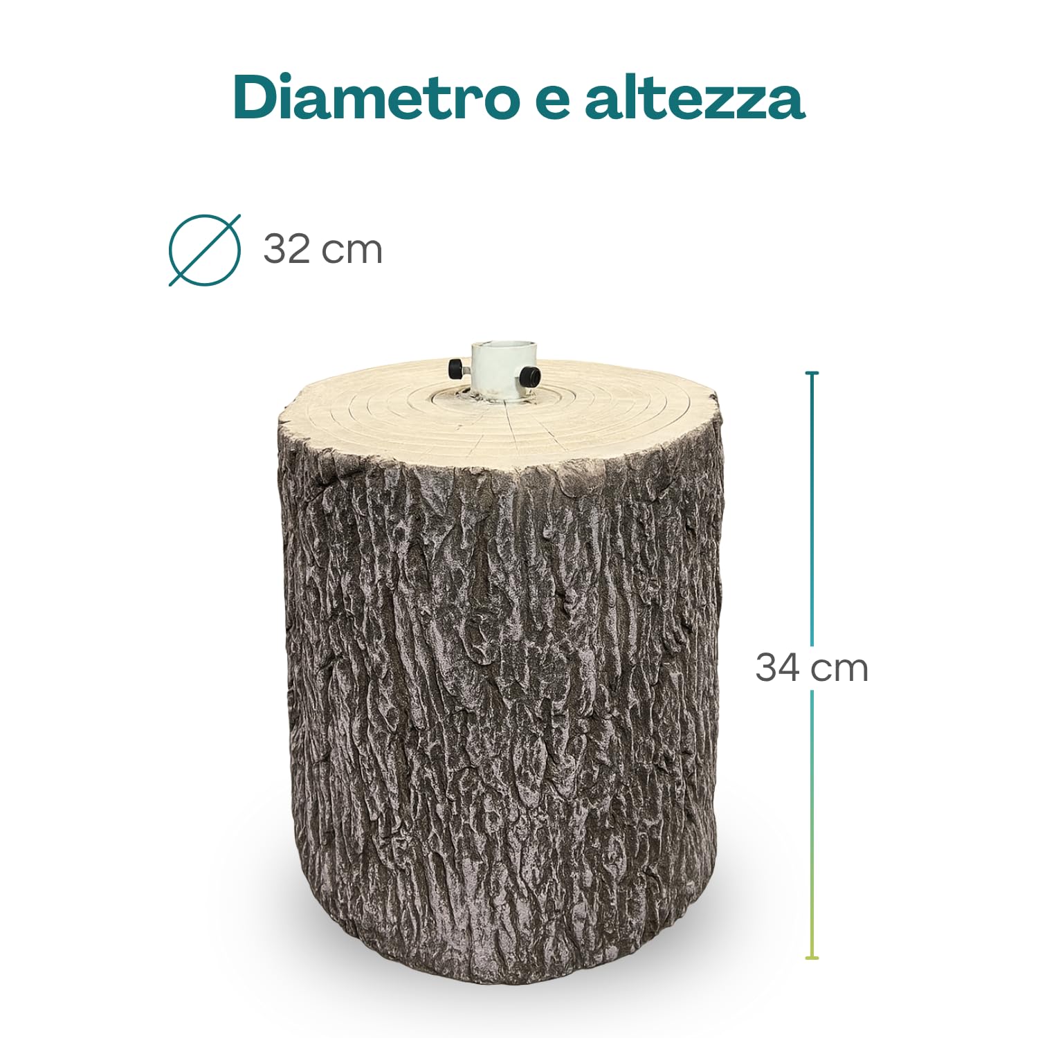 PALUPLUS Base Tronco per Albero di Natale in Vetroresina, Diametro 32 cm e Altezza 34 cm, Supporto Realistico Adatto per Alberi Fino a 180 cm, Decorazioni e Addobbi Natalizi -2731C -4,5
