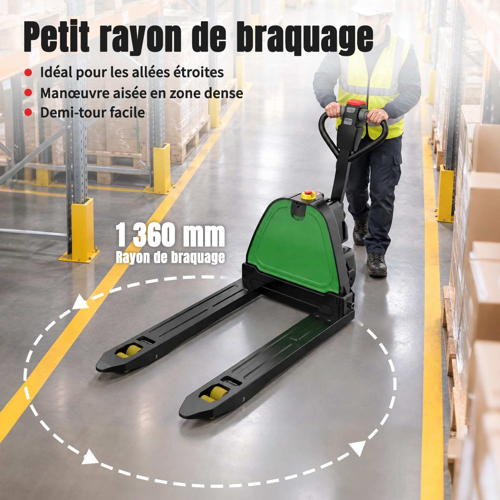 EPT15-EZ Transpalette électrique Lithium 1500 kg, fourches 1150 mm
