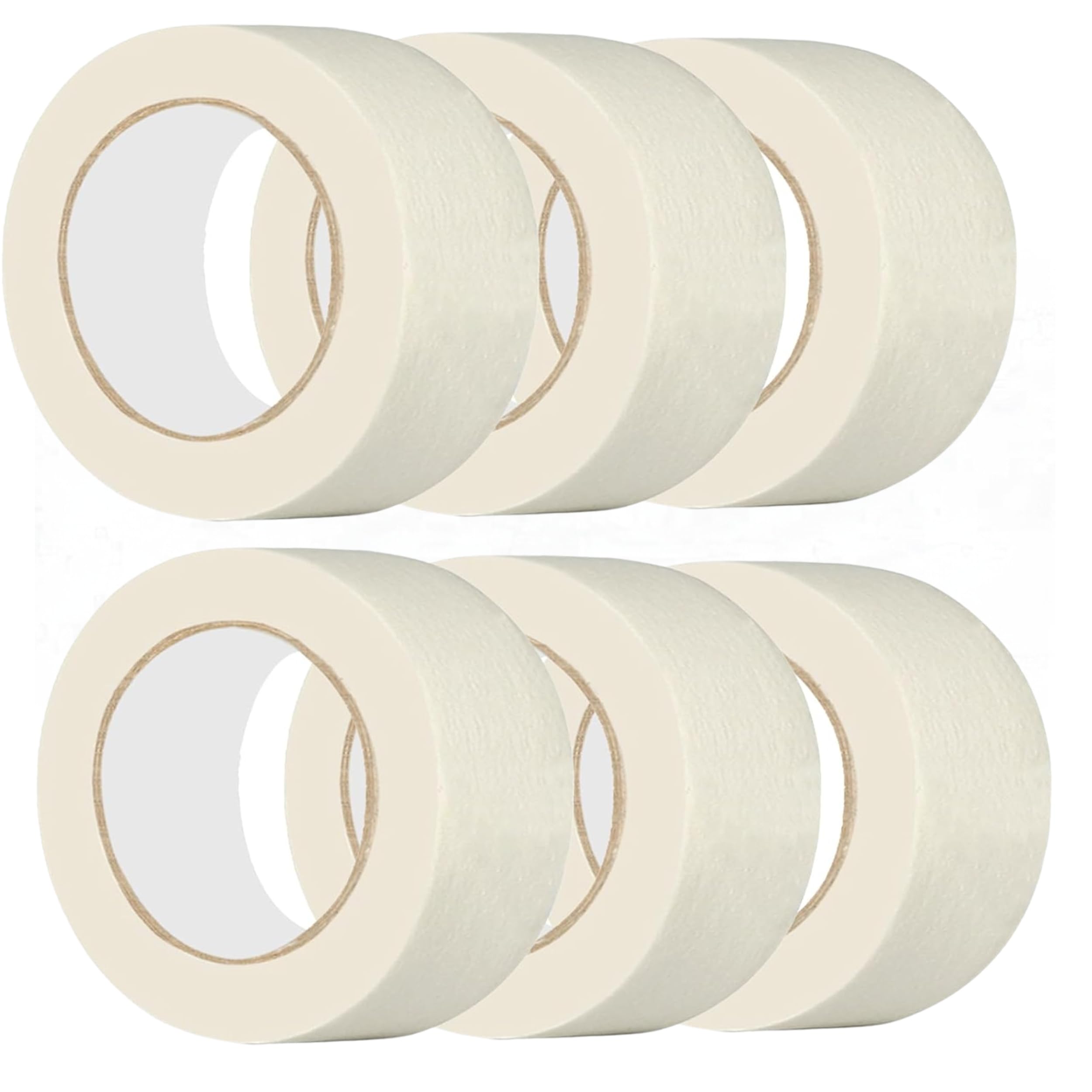Al FAKHAMA 6 Rolls Masking Tape 2 Inch x 20 Yards/60 Feet Long | Strong Adhesive Tape for Painting, Decorating, DIY Home, Office, School Stationery, Arts, DIY Crafts etc [6 Rolls]
