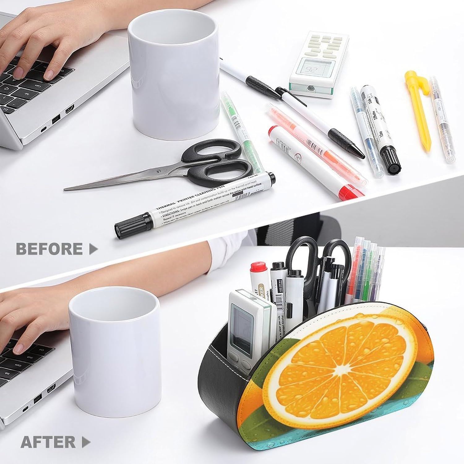 Orange Fruit PU Leather Remote Control Holder with 5 Compartments image 3