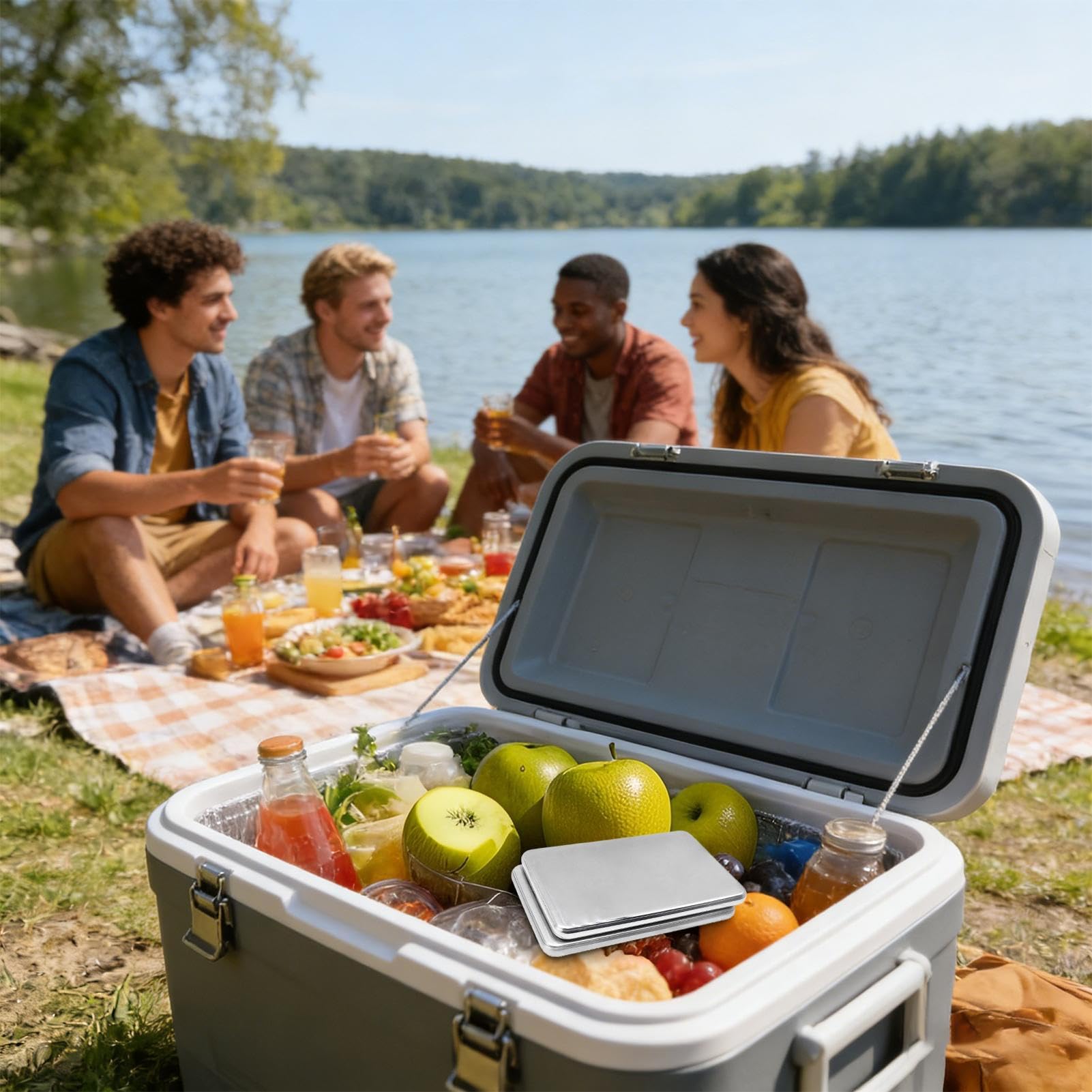 Lunch Kühlakkus 2er Set kleine Edelstahl Kühltrays wiederverwendbar