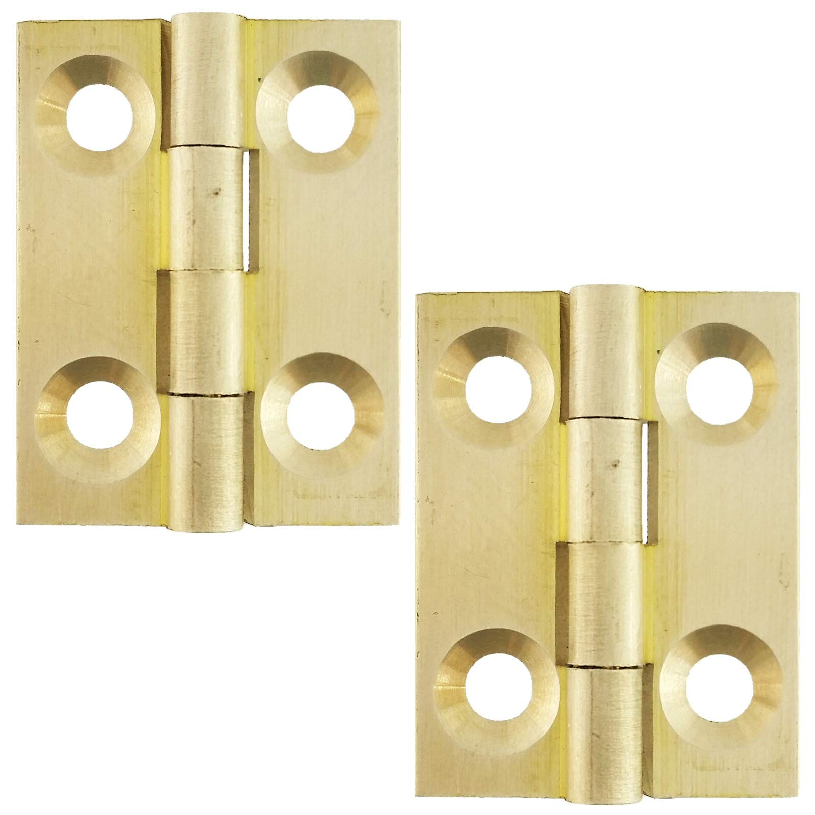 H&E™ 1" x ¾" Inch - 25mm x 19mm x 1.3mm Pin-Lock™ Butt Hinges 1 Pair (2 Hinges) Natural Satin Brass