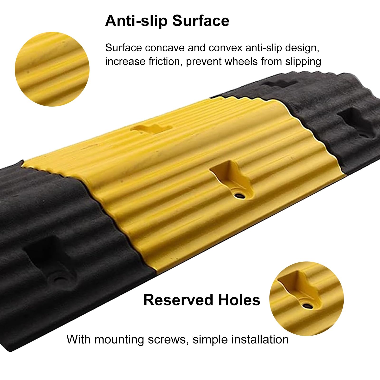 Badenes de Goma de 80 Cm, Reductor de Velocidad Modulares, Rampas Coche Empalmable de 7 Cm de Altura, Rodamiento de 50 T para Grava, Asfalto y Hormigón
