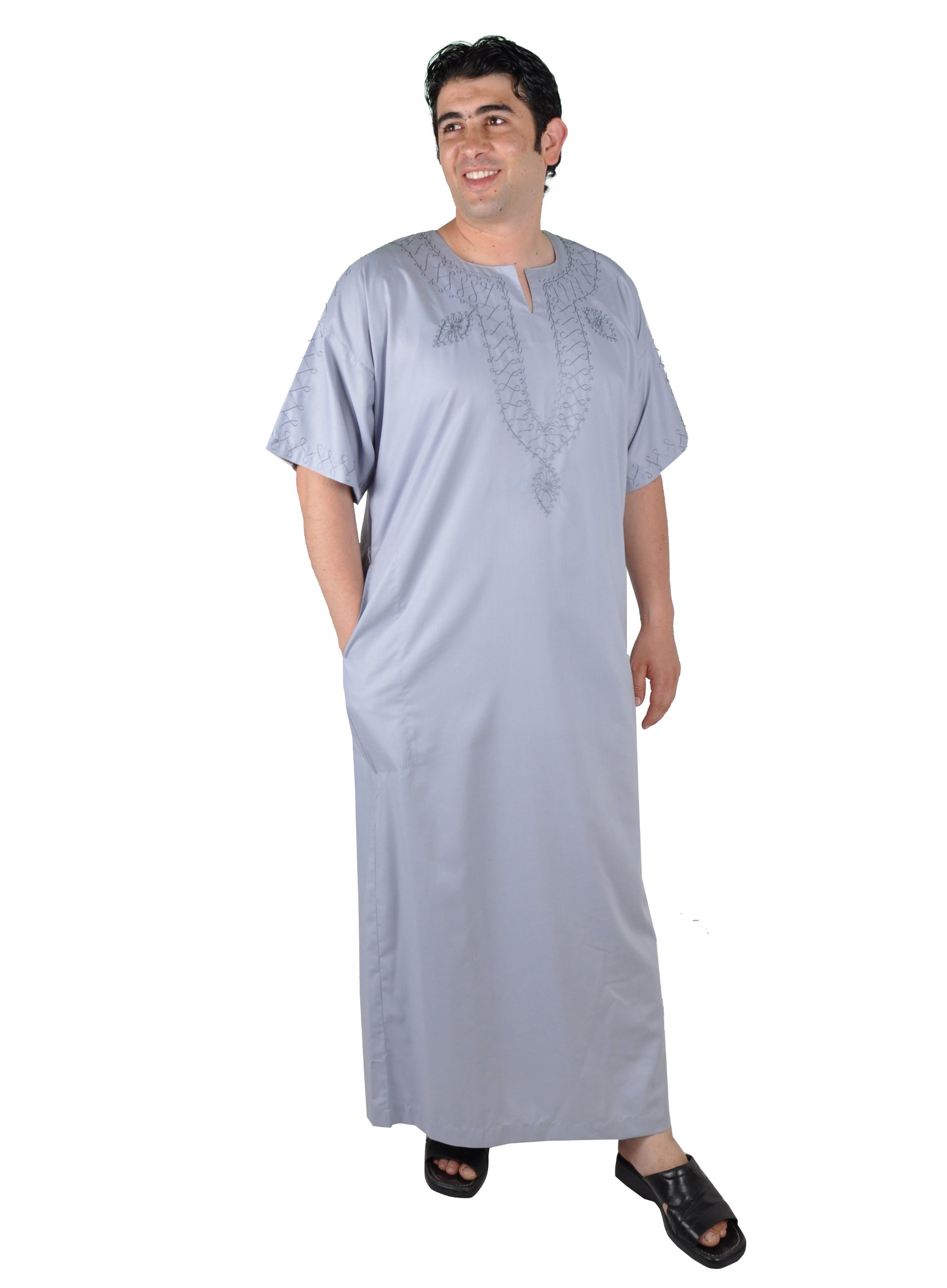 Moderner Herren-Kaftan Hauskleid, Farbe: grau (70 (6XL))