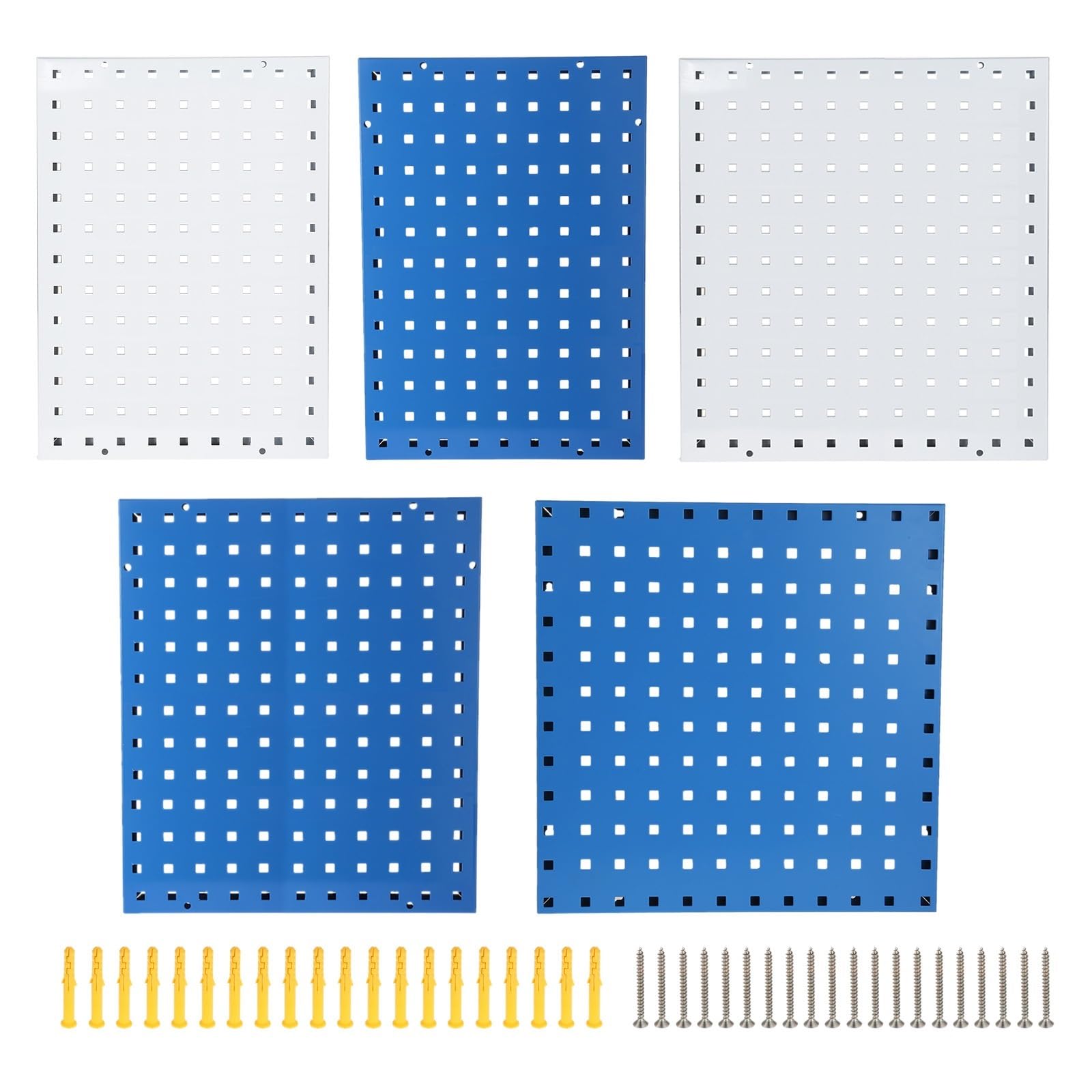 Herramientas de Panel colgante, tablero perforado de Metal for almacenamiento en pared con ranuras/agujeros, estante organizador, estante de exhibición, azul/blanco para almacenar, organizar y decorar