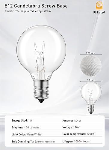 Miniatura 2 de Brightown Candelabra - Lote de 25 bombillas G40 con rosca, luz clara, con forma de globo