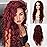 Fencca Burgundy to Red Layered Long Curly Wigs for White Women Heat Synthetic 24inch Wine Red Long Wavy Wig Average Size Costume Daily Party Wig