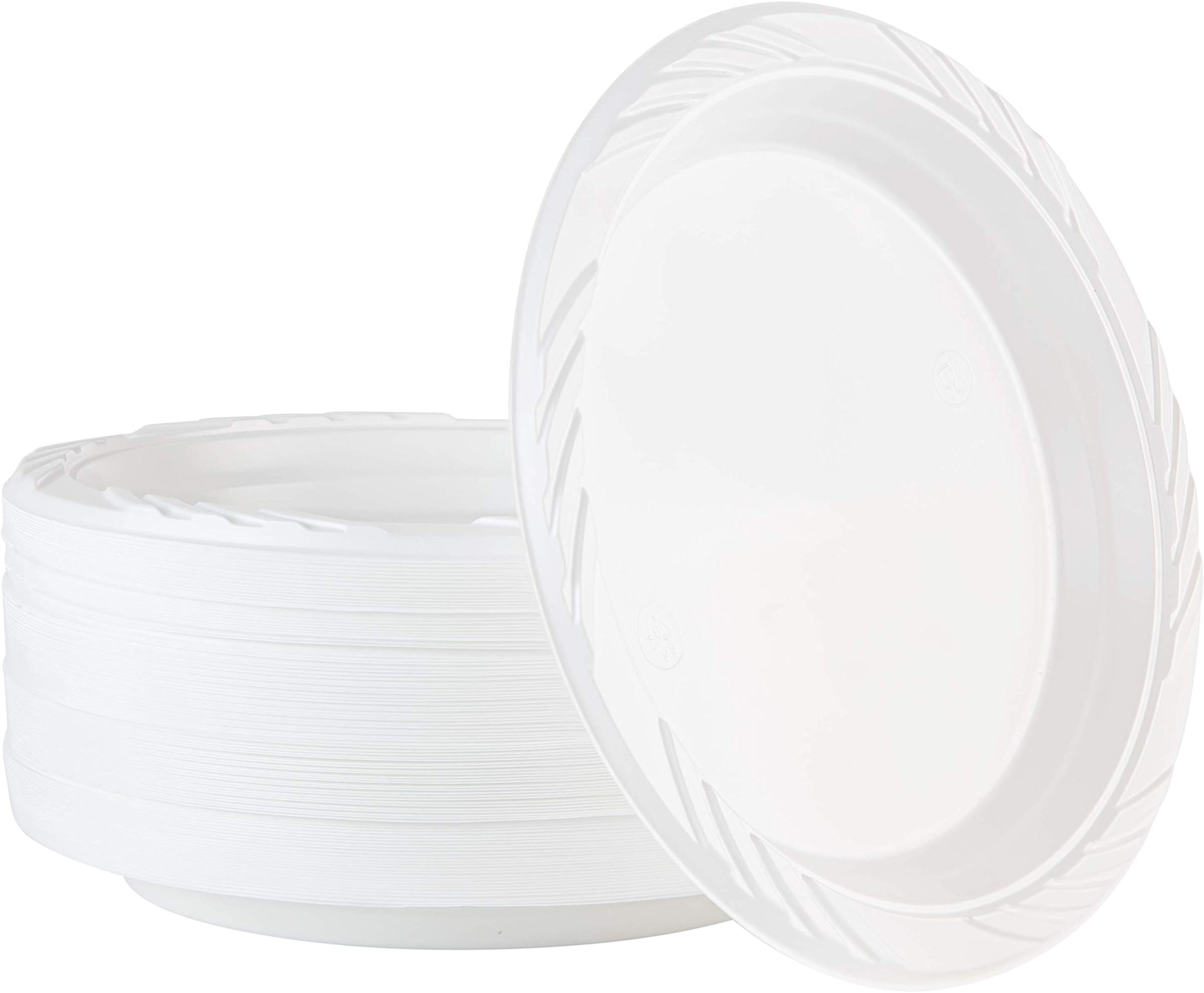 100 Count Disposable 7 Inch White Plastic Plates