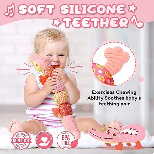 Miniatura 4 de Juguetes para bebés de 0 a 12 meses, juguetes musicales de peluche suaves con arrugado multisensorial, sonajero y texturas, juguetes para bebés con